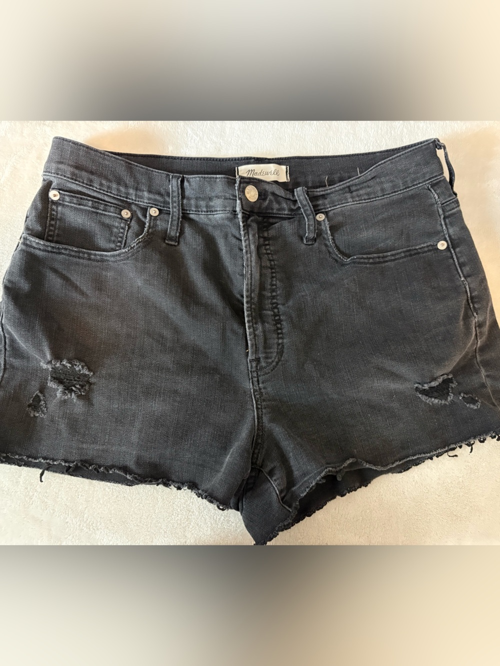 Madewell The Perfect Jean shorts Black Distressed Denim Cutoff